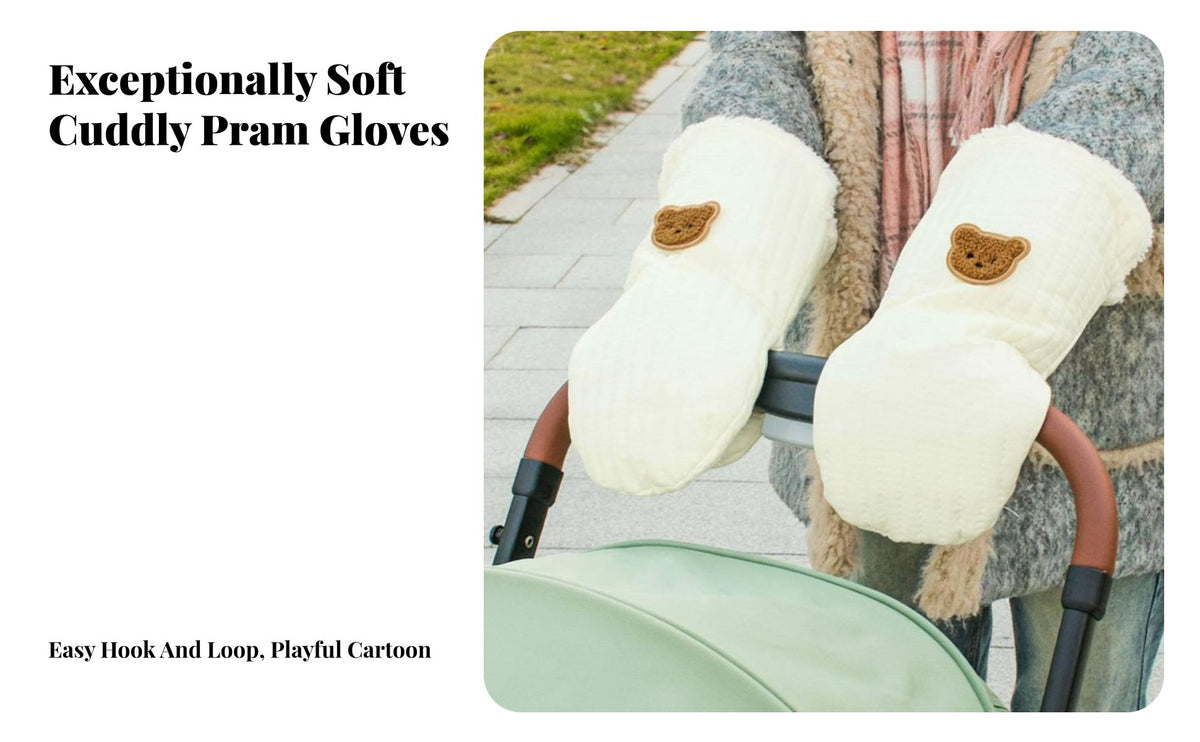 2 Pieces Winter Baby Carriage Handle Cover Easy to Install Pushchair Hand Muff Pram Gloves Machine Easy to Clean
