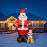 Outdoor Inflatable Santa with Dog Quick Inflation Santa with Dog Inflatable Whimsical Christmas Inflatable Easy to Use for Lawn