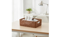 Woven Container Basket Rectangular Wicker Storage Basket Sturdy for Shelves