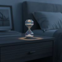 Glass Hourglass Iridescent Faceted Sand Timer Decorative for Office, Minimalists