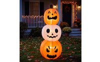 Lighted Stacked Pumpkin Inflatable Tall Inflatable Pumpkin with LED Lights Bright Outdoor Decoration Sturdy for Yard, Lawn