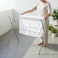 Extendable Cross-Frame Drying Rack Multi Purpose Folding Drying Rack Non-Slip Feet Foldable Clothes Airer Quick-Dry Design for Balcony