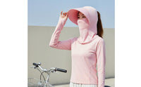 Ponytail Opening Ice Silk Sun Protection Cap Breathable Sun Protection Hood Mask Quick-Drying Safeguarding Headwear for Women, Cycling, Hiking, Outdoor, Gardening