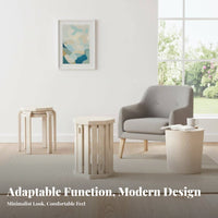 Space-Saving Stackable Round Stool Retro Inspired Backless Chair long-lasting Household Furniture adaptable for Families, Homeowners, Renters, Small Apartments, Living Room, Kitchen, Party