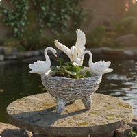 Swan Planter Hand Painted Swan Planter Pot Textured Finish Garden Decor for Yard, Patio