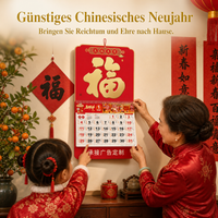 2026 Chinese Style Wall Calendar with Auspicious Characters, Traditional Monthly Planner for Home and Office