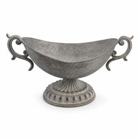 Antique-Style Decorative Vessel Vintage Metal Urn Distressed Pedestal Bowl Rustic for Wedding Centerpieces, Boutique Displays