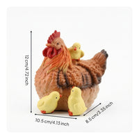 Hen Figurine with Chicks Outdoor Hen Figurine Chicken Garden Statue Compact Sculpture Lifelike for Gardeners, Patio, Flower Beds