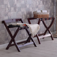 Folding Luggage Rack Foldable Wooden Suitcase Stand Space-Saving Resort-Style Luggage Holder for Bedside