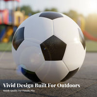 PVC Soccer Ball Black and White Inflatable Soccer Ball Lightweight for Outdoor