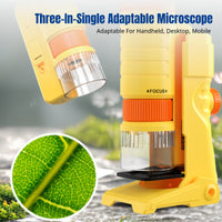 Portable Handheld Microscope for Kids, 60X-200X, Science Experiment Kit, Educational Toy