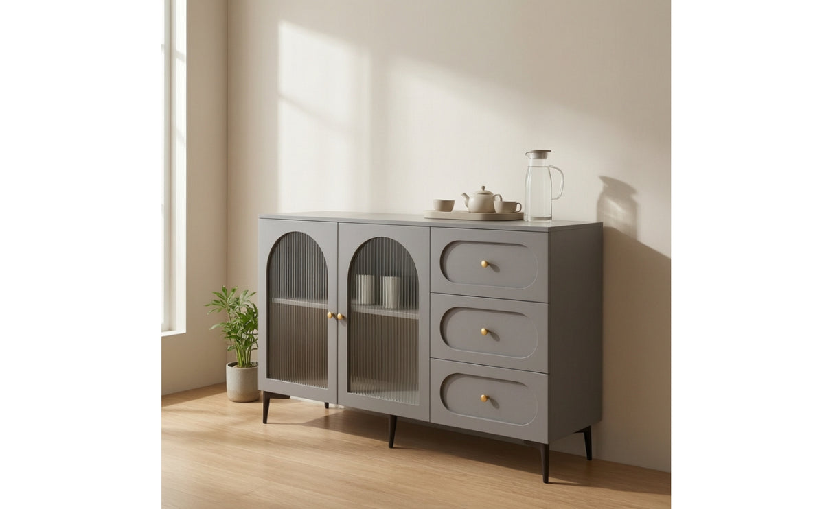 Storage Cabinet Low-Profile Cabinet with Drawers DIY Assembly Sideboard for Living Room