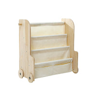 Easy to Move Mobile Children's Reading Shelf Child-Friendly Design Rolling Book Shelf Space Saving Kids Bookshelf Sturdy for Playroom, Nursery