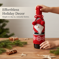 Christmas Wine Bottle Cover Decor Set - Santa, Snowman, Reindeer Designs