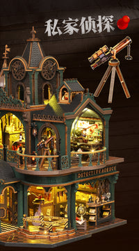 Great House DIY Mini House ES022 Green Detective Agency Wooden Assembly Model Kit