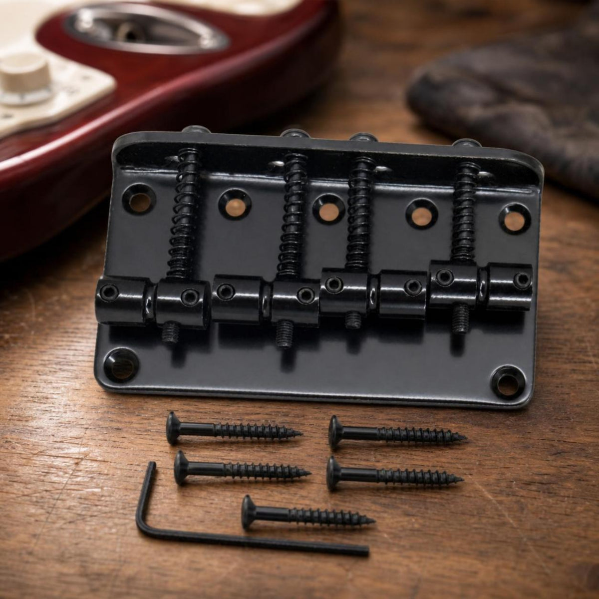 4-String Bass Bridge Adjustable Bass Guitar Bridge Tuning Stability Hardware for Bassists