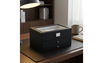 Glass Lid Watch Storage Box Drawer Tiers Watch Organizer Box Woven Texture Metal Latch