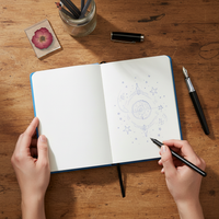 A6 Hardcover Blank Page Notebook with Star Pattern for Students