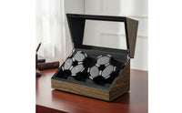 Wood-Grain Automatic Watch Winder Box Compact 6-Position Watch Winder Luxurious Case Quiet for Dresser