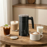 4-in-1 Electric Milk Frother Hot and Cold Electric Milk Frother with Handle Compact Kitchen Appliance Stainless Steel for Coffee Lovers
