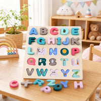 Wooden Letter Board Educational Wooden ABC Puzzle Early Learning for Young Children, Playroom