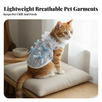 Lightweight Ruffle Trim Cat Camisole Easy On and Remove Princess Design Pet Dress Secure Fasteners for Cats, Kittens, Parties, Outdoor