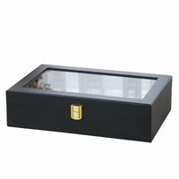 Cushioned Compartments Watch Storage Box Gold Latch Watch Organizer Box Brown Interior Matte Black