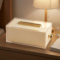 Rectangular Tissue Box Holder Stainless Steel Knob Acrylic Tissue Box Transparent Long-Lasting for Bathroom, Living Room
