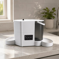 Timed Feeding Pet Feeder and Water Fountain Set Timer Control Automatic Pet Feeder 2 in 1 Water Fountain Easy to Clean for Home