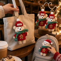 Gingerbread Man Sweater Bear Keychain Plush Doll Bag Charm Christmas Gift