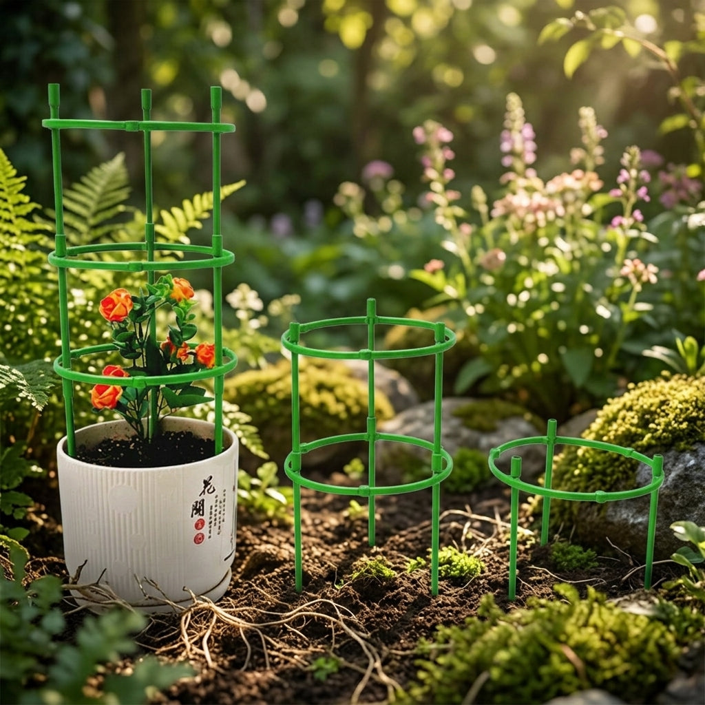 Plant Stand for Indoor Plants with Garden Trellis, Circular Spliceable Plastic Cage Design, Monstera Plant Support for Garden, Plant Support