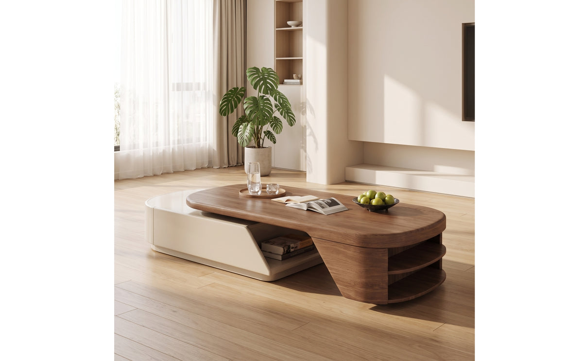 Extendable Coffee Table Telescopic Coffee Table Low-Profile Furniture for Living Room, Small Areas