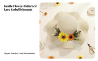 DIY Straw Hat Kit Handmade Floral Hat Decoration Kit Lace Decorative Craft Supplies for Adults, Group Activities, Vacation, Parties