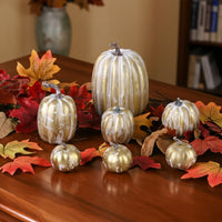 7 Pieces Artificial Pumpkins Textured Foam Pumpkins Realistic Pumpkin Set for Tabletop Styling