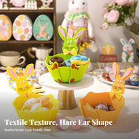 Cute Cartoon Design Felt Bunny Basket Collapsible Easter Bunny Candy Basket Foldable Kids Easter Tote Lightweight for Children