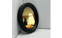 Oval Wooden Picture Black-Framed Oval Wood Picture Frame Glossy for Tabletop, Entryway, Halloween