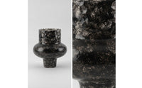 Silver-Speckled Vase with Scalloped Rim Black Bulbous Vase Glossy Decorative for Home Decorators, Florists, Living Room, Entry Table, Display Shelf