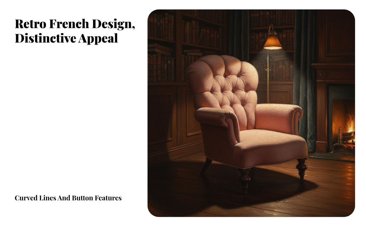 sturdy Wood Legs Upholstered Highspine Armchair Retro Design Highspine Tufted Armchair plush fabric Upholstery Accent Chair Thickly Padded padding for Book Lovers, Interior Decorators, Study Room, Home Office, perusing corner, Lounge Area