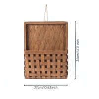 Woven Wall Basket Hanging Rope Wooden Storage Basket Handcrafted