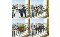 Balcony Drainage Rack-Saving Hanging Rack with Guard Rails Compact Railing Organizer for Apartment Dwellers