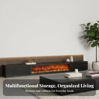 Fireplace TV Stand Realistic Effect Fireplace media devices Center Modern Design Living Room Furniture for Homeowners, Families, Bedroom, Home