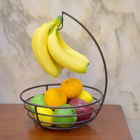 Fruit Bowl with Banana Hanger Hook, Modern Nordic Style Fruit Basket for Kitchen Countertop