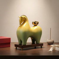 Ideal Opening Gift Chinese Wealth Horse Ornament Auspicious Color New Chinese Design Decor Creative Design Good Luck Horse Sculpture for Business Owners, Office, Living Room, Display Shelf, Shop Entrance