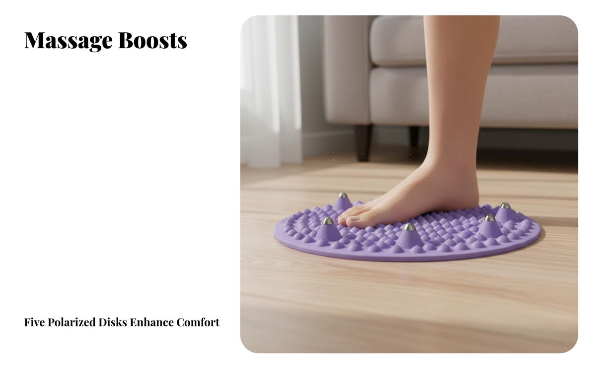 Balanced Firmness Round Silicone Stepping Pad Portable Acupressure Foot Mat Non-Slip Foot Acupressure Mat Interlocking Design for Office Workers, Elderly, Under Desk, Gym