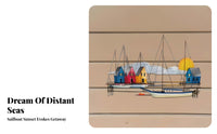 Layered Design Blue Sailboat Wall Sculpture Multicolor Beach Theme Coastal Wall Art for Hospitality Areas