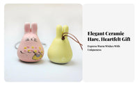 Ceramic Hare Wind Chime Cute Bunny Hanging Bell for DIY Enthusiasts, Gift Presenters, Doorway, Window