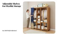 Large Capacity Portable Fabric Wardrobe dirtproof Cover Fabric Wardrobe with Frame Multitier Shelving Bedroom Furniture Easy Assembly for Families, Students, Homeowners, Guest Room, Rental Apartment
