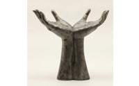Cupped Hands Sculpture Resin Tabletop Hand Sculpture Mottled Finish Open Hands Statue for Living Room, Desktop, Entryway