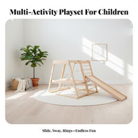 Wooden Climbing Triangle Set Made of Beech Wood Young Child Gym with Slide Develops Motor Skills Young Child Climbing Gym for Kids, Living Room