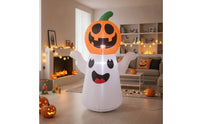 Ghost Decoration with Pumpkin Friendly Ghost with Pumpkin Halloween Inflatable Self-Inflating Inflatable with Stakes